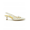 MARA BINI U307S WHITE LEATHER NAOMI SLINGBACK SANDALS