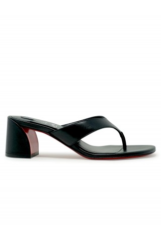 CHRISTIAN LOUBOUTIN 3250164 B439 BLACK NAPPA/LINING JANETONGA 55 MULE SANDALS