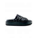 PALOMA BARCELO 26-6401 BLACK LEATHER NADIRA FLAT SANDALS