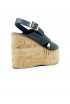 PALOMA BARCELO 26-3001 BLACK LEATHER BEGONIA WEDGE SANDALS