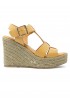 PALOMA BARCELO 26-3301 OCHRE LEATHER ALISON WEDGE SANDALS
