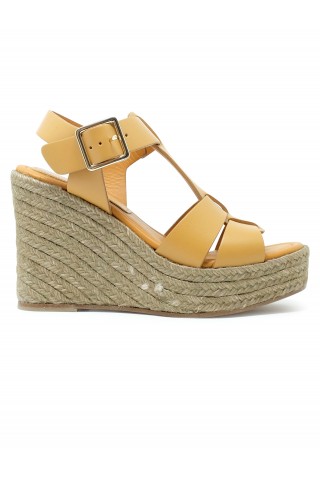 PALOMA BARCELO 26-3301 OCHRE LEATHER ALISON WEDGE SANDALS