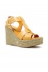 PALOMA BARCELO 26-3301 OCHRE LEATHER ALISON WEDGE SANDALS