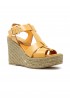 PALOMA BARCELO 26-3301 OCHRE LEATHER ALISON WEDGE SANDALS