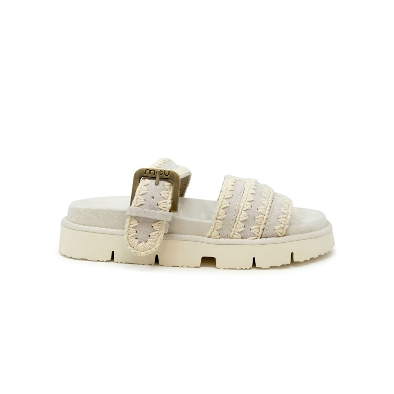 MOU SW461012A CHALK SUEDE BIO TWO BUCKLE SANDALS