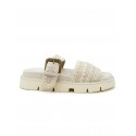 MOU SW461012A CHALK SUEDE BIO TWO BUCKLE SANDALS