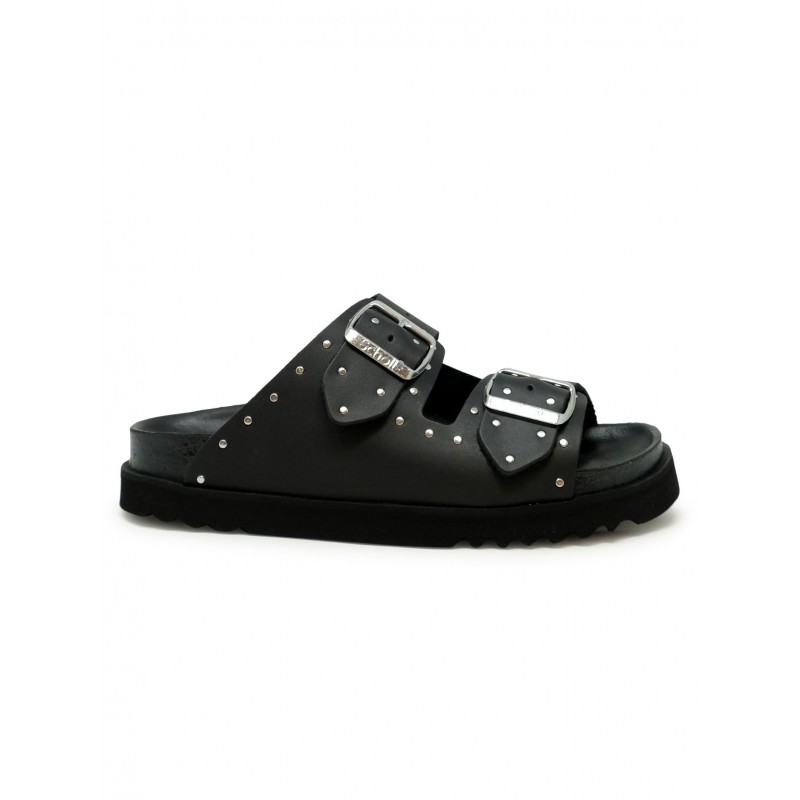 SCHOLL F306131004/BLK BEATRIZ BLACK LEATHER SANDALS