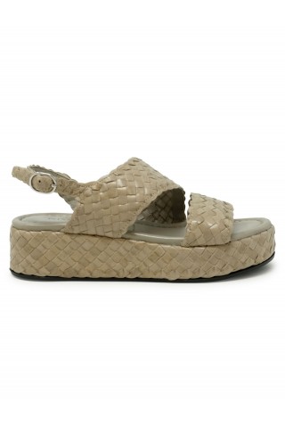 PONS QUINTANA 9805.000 BEIGE LEATHER FORLI FLAT SANDALS