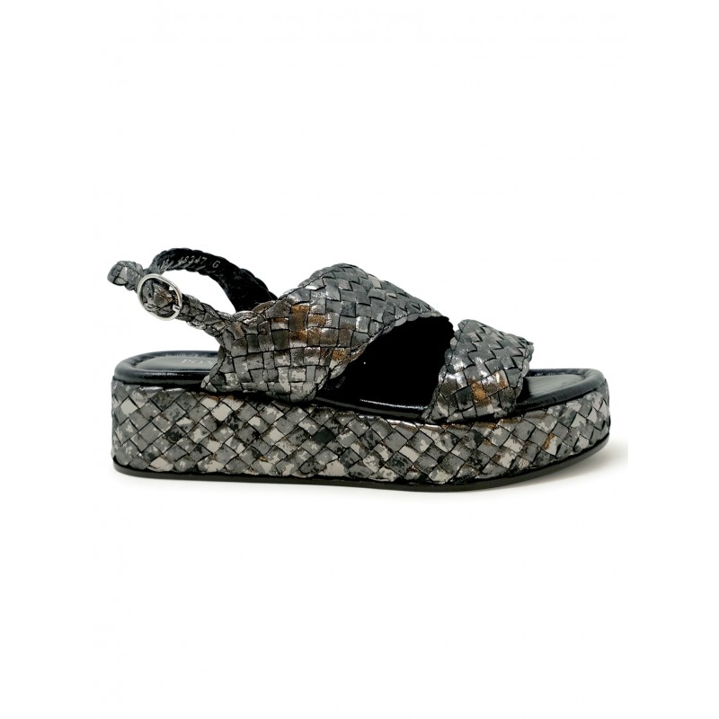 PONS QUINTANA 9805.000 BLACK LEATHER FORLI FLAT SANDALS