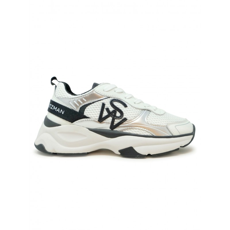 STUART WEITZMAN SH318 BLACK AND WHITE CALF LEATHER SW TRAINER