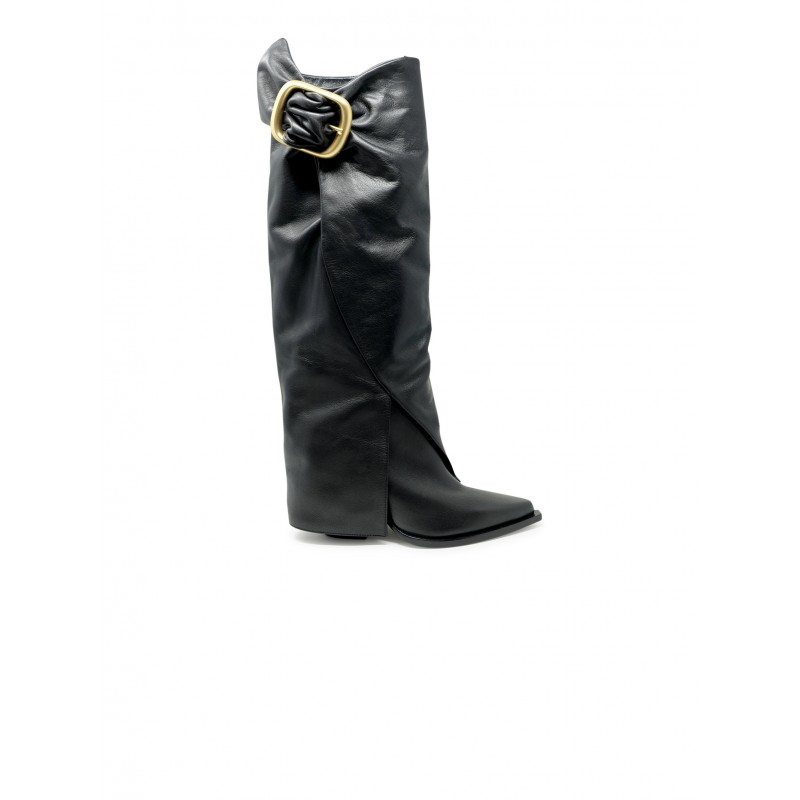 ELENA IACHI E4485 BLACK LEATHER BOOTS