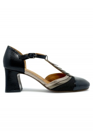 CHIE MIHARA BLACK BRONZE PATENT/LEATHER FILLY SHOES