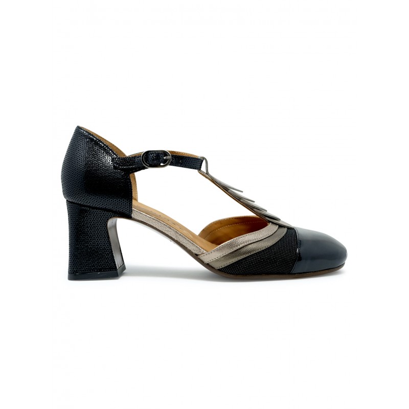 CHIE MIHARA BLACK BRONZE PATENT/LEATHER FILLY SHOES