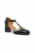 CHIE MIHARA BLACK BRONZE PATENT/LEATHER FILLY SHOES