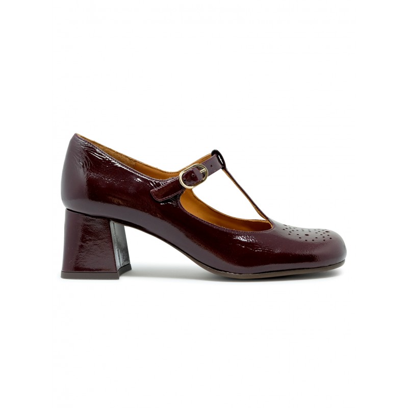 CHIE MIHARA BORDEAUX PATENT LEATHER MOKASI SHOES