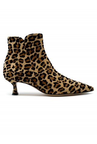 MARA BINI W231109 LEOPARD LEATHER NAOMI ANKLE BOOTS
