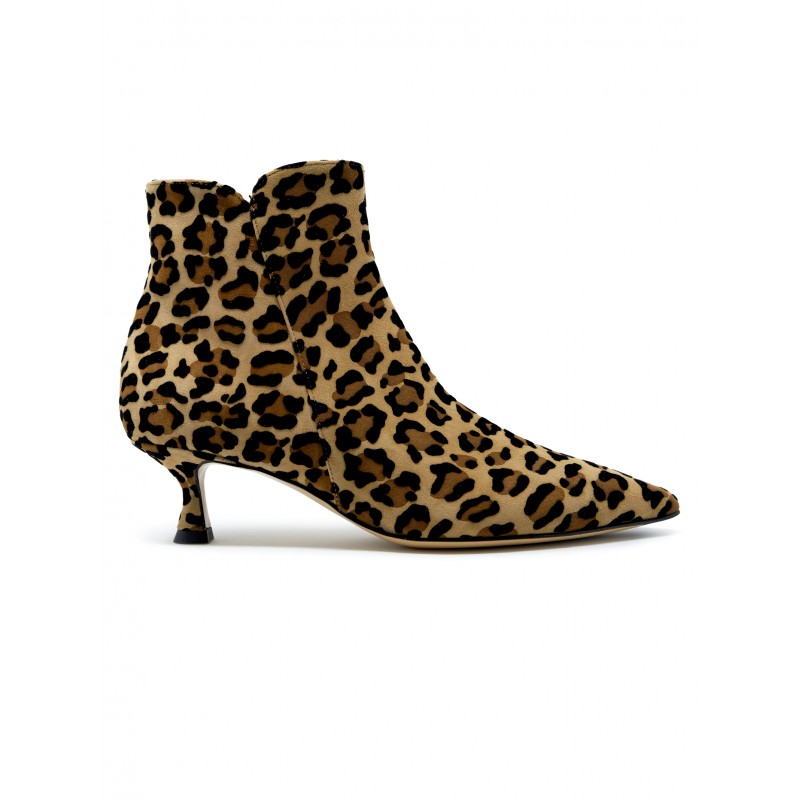 MARA BINI W231109 LEOPARD LEATHER NAOMI ANKLE BOOTS
