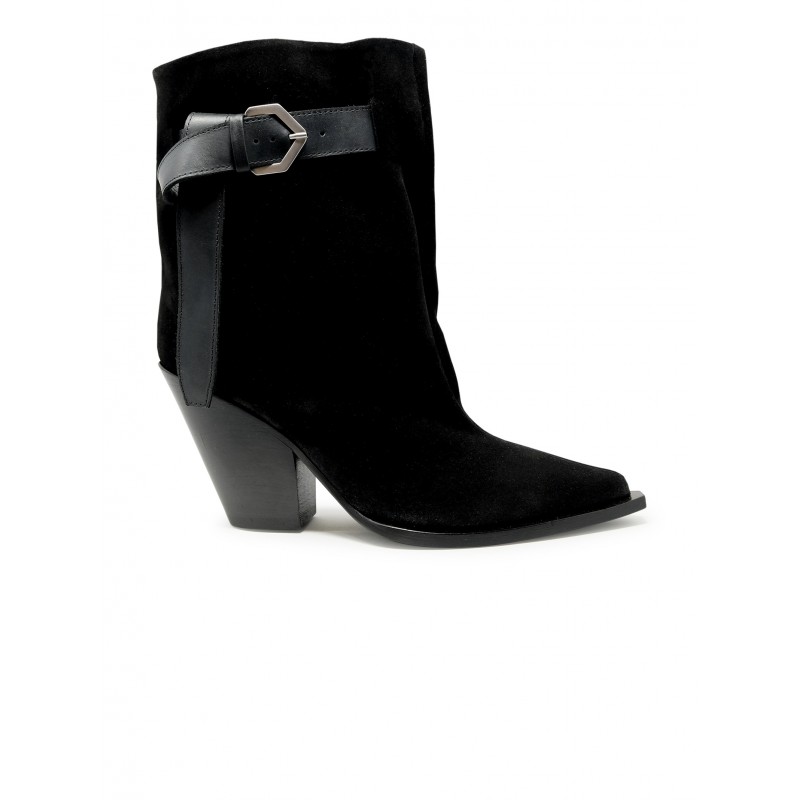 ELENA IACHI E4494 BLACK SUEDE LEATHER ANKLE BOOTS