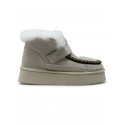 MAX&MOI H25 ALPINE LEATHER BOOTS AVEC BRODERIE ET POMPOM