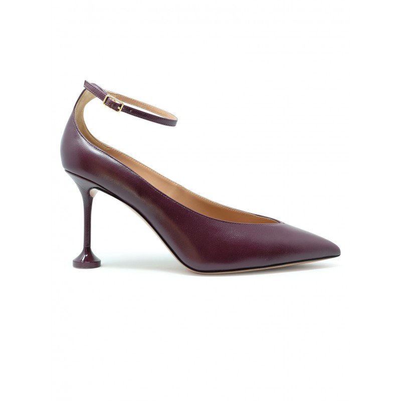 AQUAZZURA SROMIDP0-NSI-BKR BLACKBERRY LEATHER STRONG PUMP 85