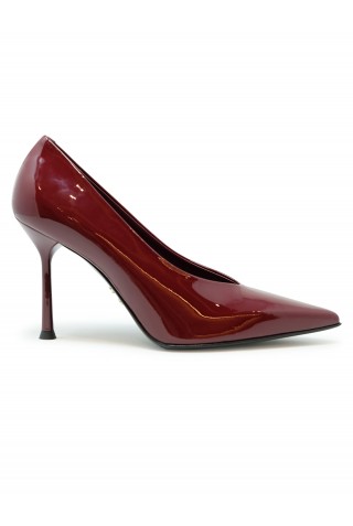 SERGIO LEVANTESI BURGUNDY PATENT LEATHER MODERN 56 PUMPS