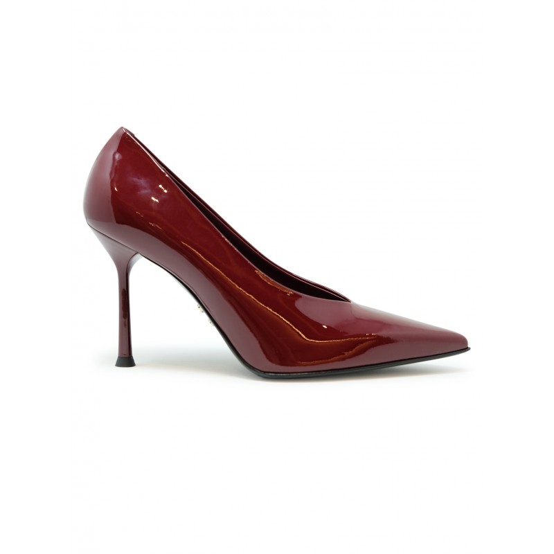 SERGIO LEVANTESI BURGUNDY PATENT LEATHER MODERN 56 PUMPS
