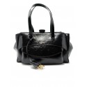 HIDESINS BS21EL5354 BASSET ELISIR LIQUORICE LEATHER HANDBAG