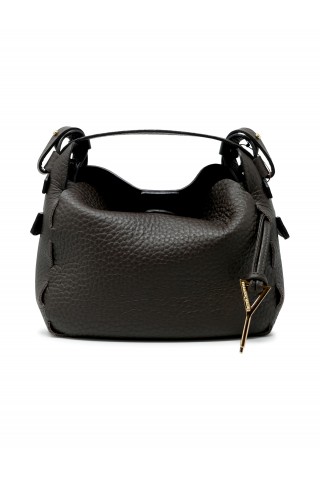 ELENA CARDINALI MOON X BROWN LEATHER HANDBAG