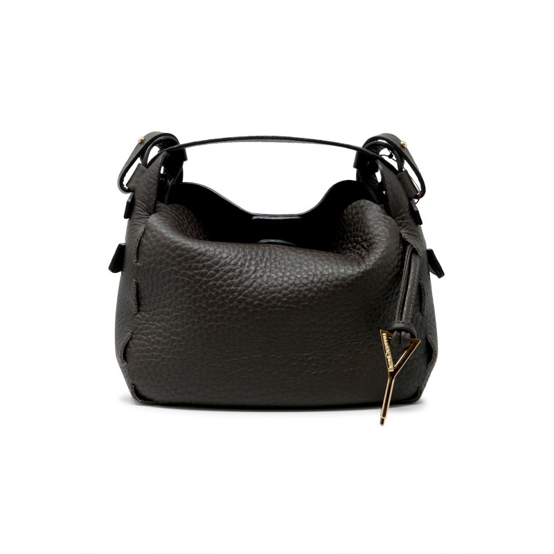 ELENA CARDINALI MOON X BROWN LEATHER HANDBAG