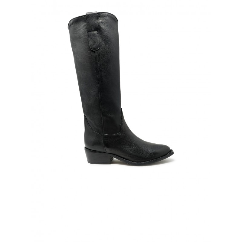 DUCCIO DEL DUCA DD97 BLACK LEATHER TEXAN BOOTS