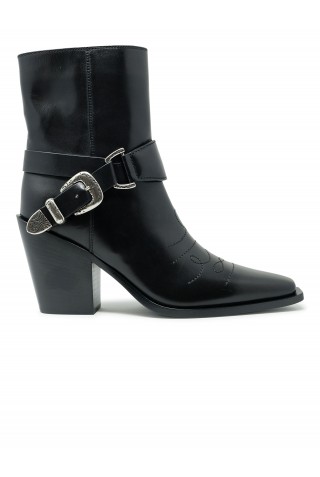 SARTORE SR481301 BLACK LEATHER ANKLE BOOTS