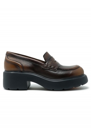 SANTONI WUEW71868SMOTLGXM40 BROWN LEATHER LOAFER