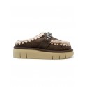 MOU FW531001A MOCHA BOUNCE METAL LOGO LEATHER WOOL RUBBER CLOG