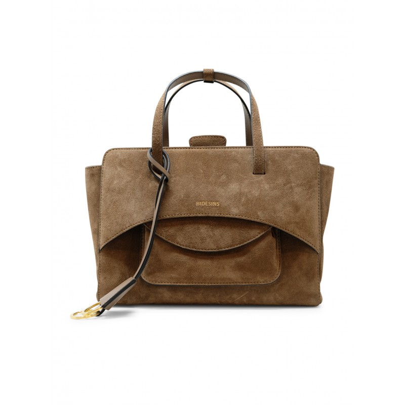 HIDESINS FL12SDCHO FLAP M SUEDE CHOCOLAT HANDBAG