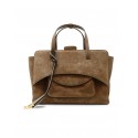 HIDESINS FL12SDCHO FLAP M SUEDE CHOCOLAT HANDBAG