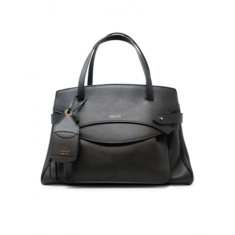 HIDESINS LB27ASBLK LULLABY MASCOTT M BLACK LEATHER HANDBAG