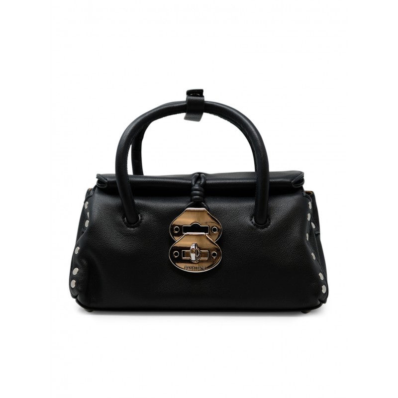 ZANELLATO 068750-1910000-Z0001 BLACK LAVAGNA LEATHER DOTTA SAETA BABY HANDBAG