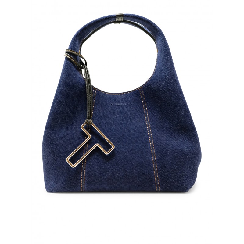 LE TANNEUR TJET1006Q82 PRUSSIA LEATHER DENIM EFFECT SMALL HAND BAG