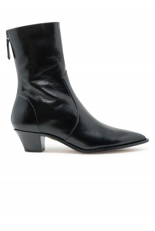 AQUAZZURA BNWMIDB0-NSI LEATHER BLACK BRUNSWICH BOOTIE 45