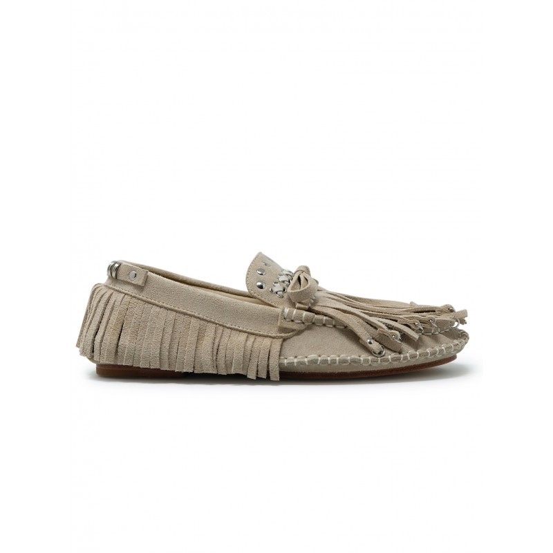 ELENA IACHI C26 BEIGE SUEDE LOAFERS SHOES