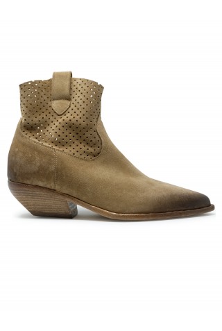 ELENA IACHI E4746 BEIGE LEATHER TEX ANKLE BOOTS
