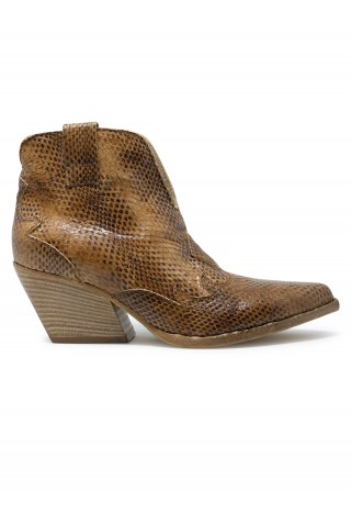 ELENA IACHI E4740 BROWN LEATHER PITON TEX ANCLE BOOTS
