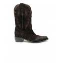 ELENA IACHI E4594-L DARK BROWN LEATHER SUEDE TEX ANKLE BOOTS