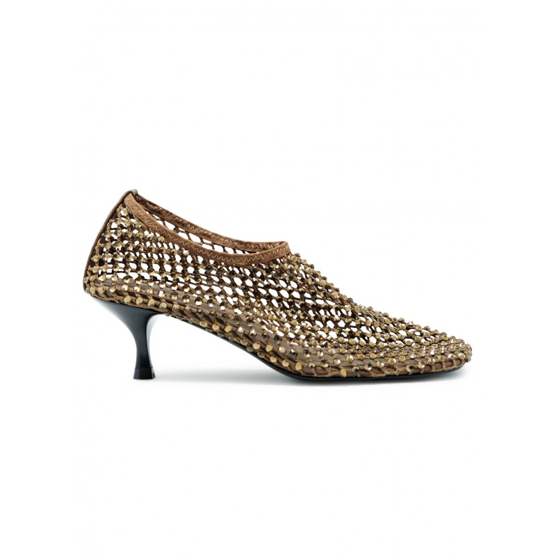 ELENA IACHI R14 CACAO LEATHER/GLITTER SHOES