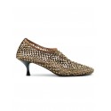 ELENA IACHI R14 CACAO LEATHER/GLITTER SHOES