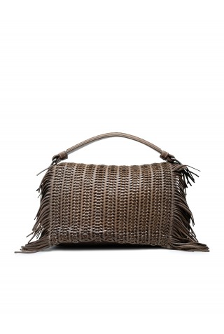 REPTILE'S HOUSE H730V07649 DARK CORDA LEATHER HANDBAG