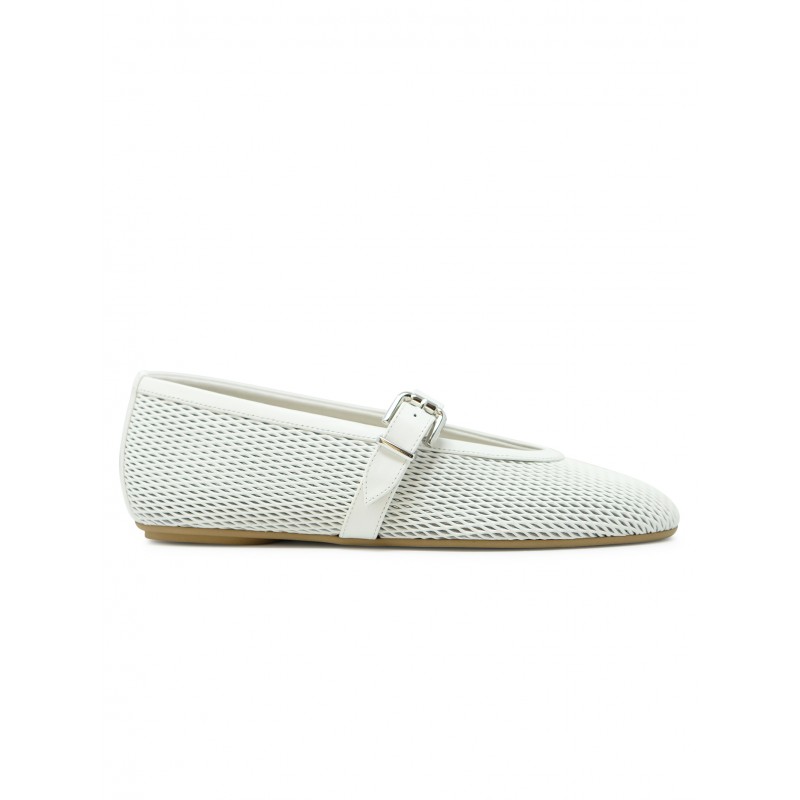 SERGIO LEVANTESI CREAM LEATHER TAMARA6 BALLERINA FLAT SHOES