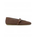 SERGIO LEVANTESI BROWN LEATHER TAMARA6 BALLERINA FLAT SHOES
