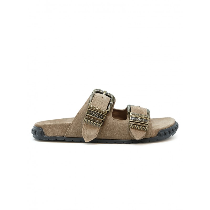 ASH S26-TWISTER03 SUEDE BROWN FAT SANDALS