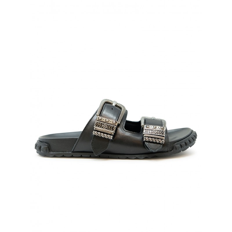 ASH S26-TWISTER01 BLACK LEATHER SANDAL